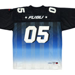 FUBU - Black & Blue Spell-Out Jersey 1990s Large Vintage Retro