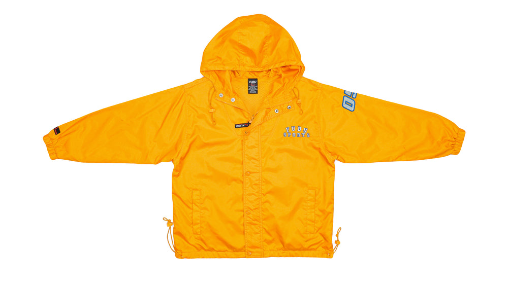 FUBU - Orange Big Logo Hooded Jacket 1990s Medium Vintage Retro