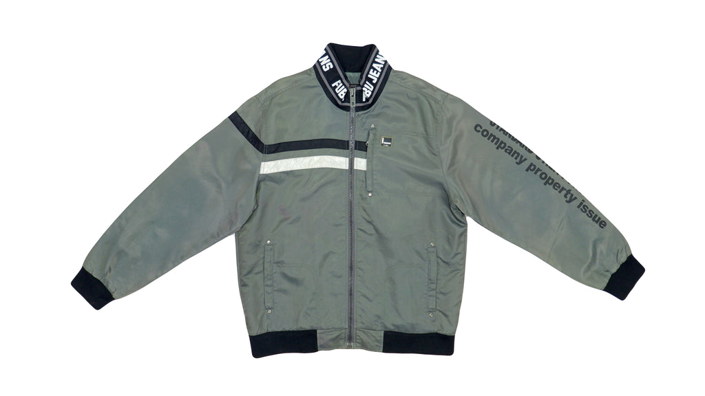 FUBU - Dark Grey Spell-Out Jacket 1990s Large vintage Retro