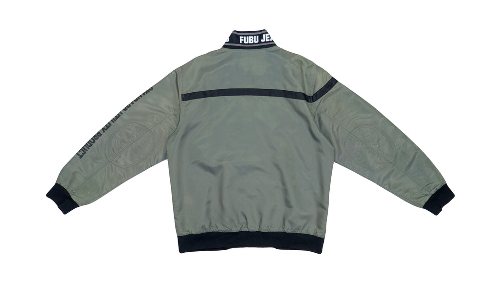 FUBU - Dark Grey Spell-Out Jacket 1990s Large vintage Retro