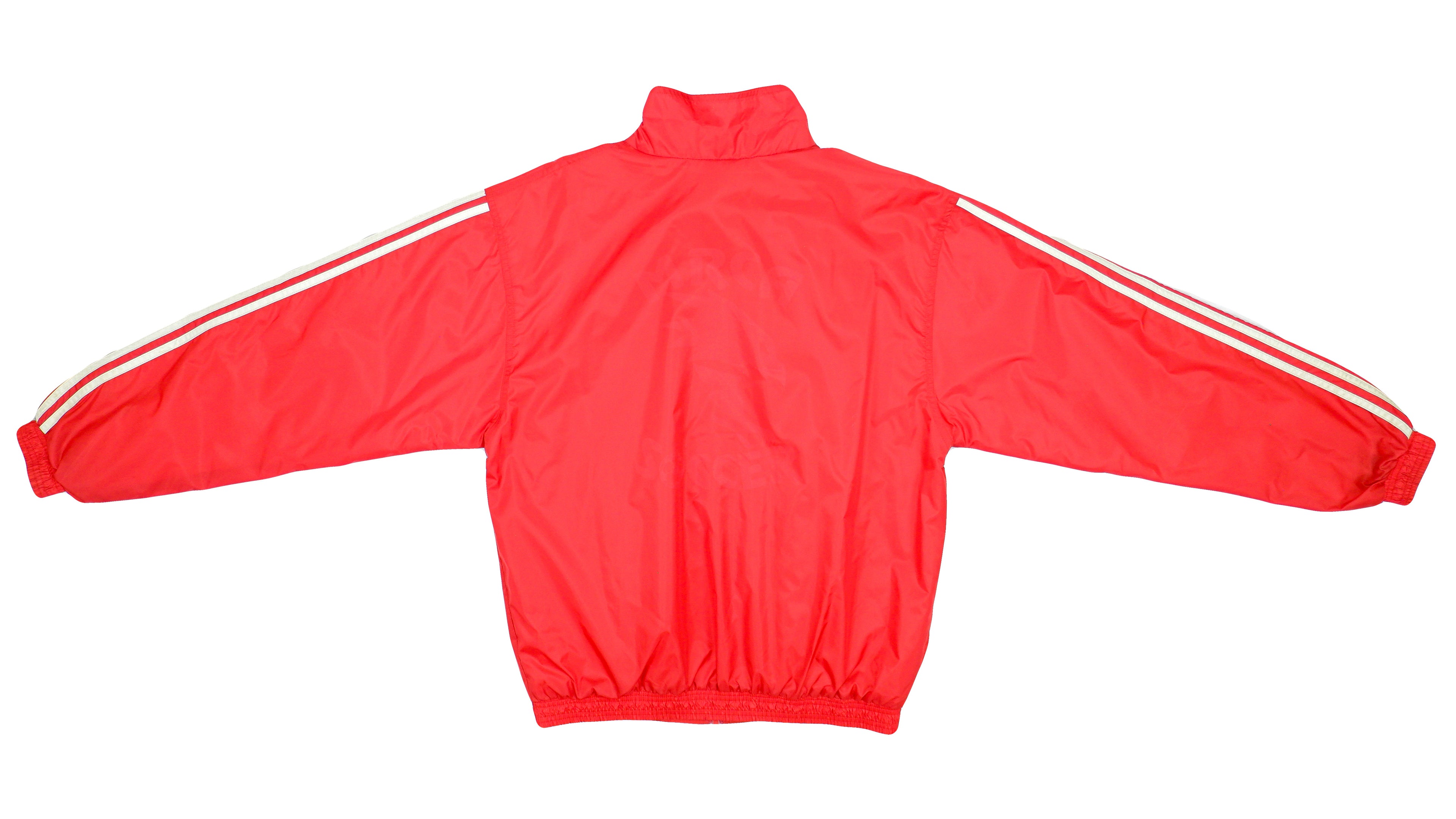 Adidas - Red with Stripes Windbreaker 1990s Medium Vintage Retro