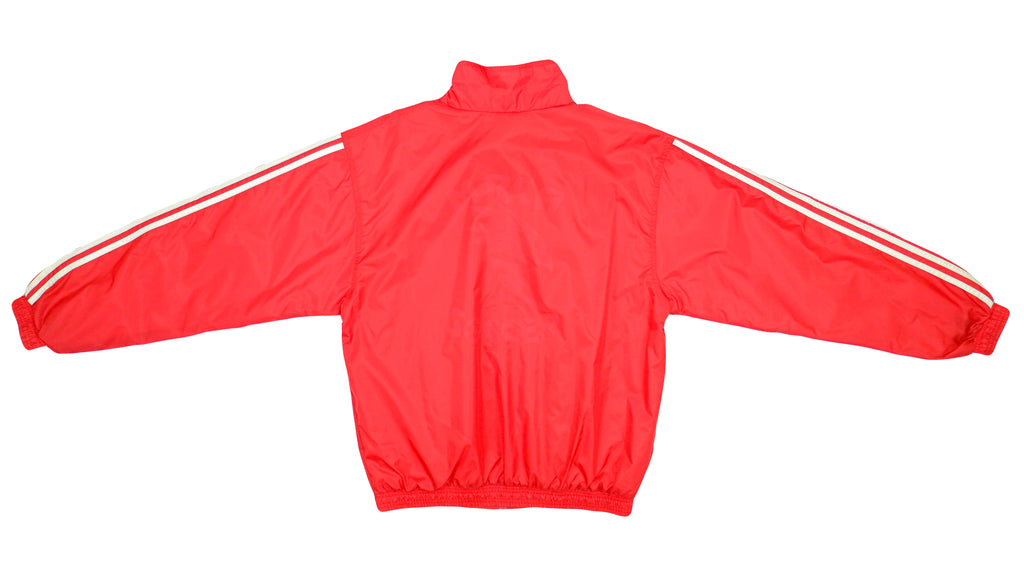 Adidas - Red with Stripes Windbreaker 1990s Medium Vintage Retro