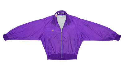 Champion - Purple Spell-Out Bomber Jacket 1990s Large