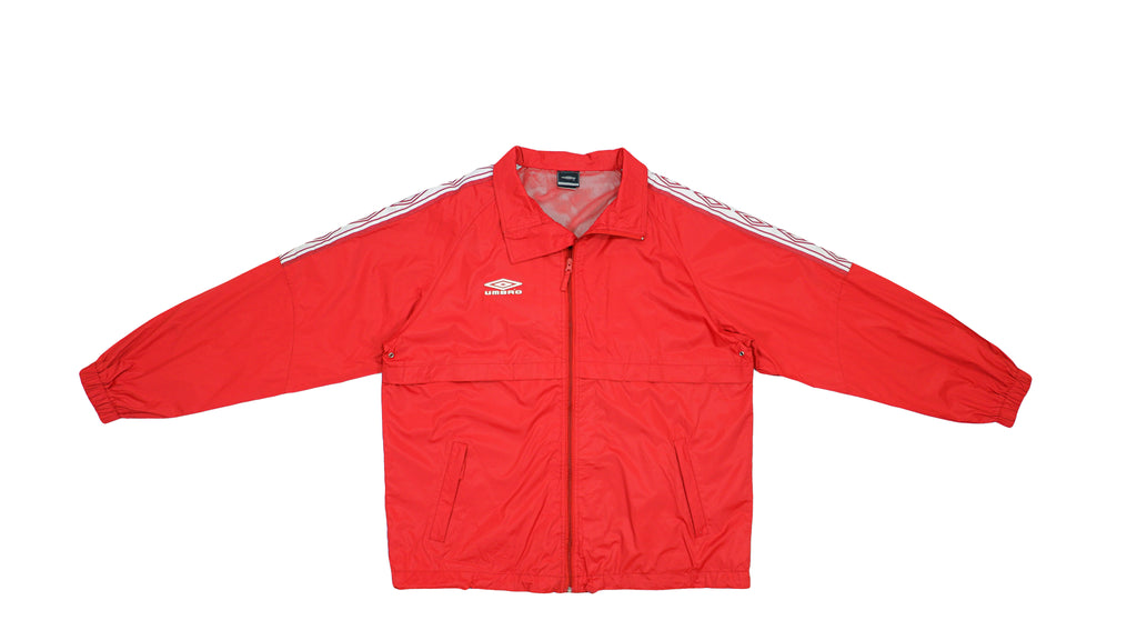 Umbro - Red Big Logo Hooded Windbreaker 1990s X-Large