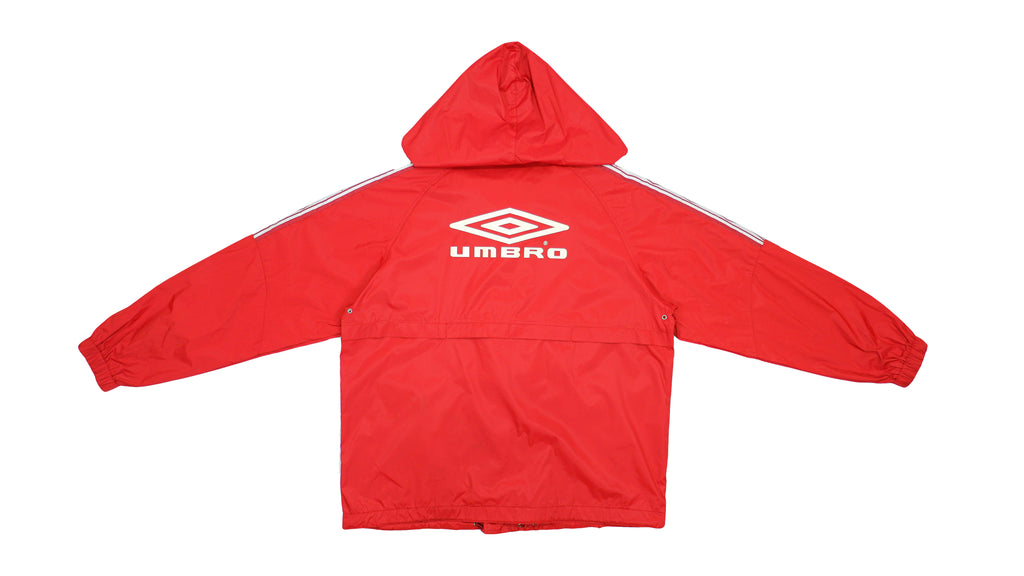 Umbro - Red Big Logo Hooded Windbreaker 1990s X-Large