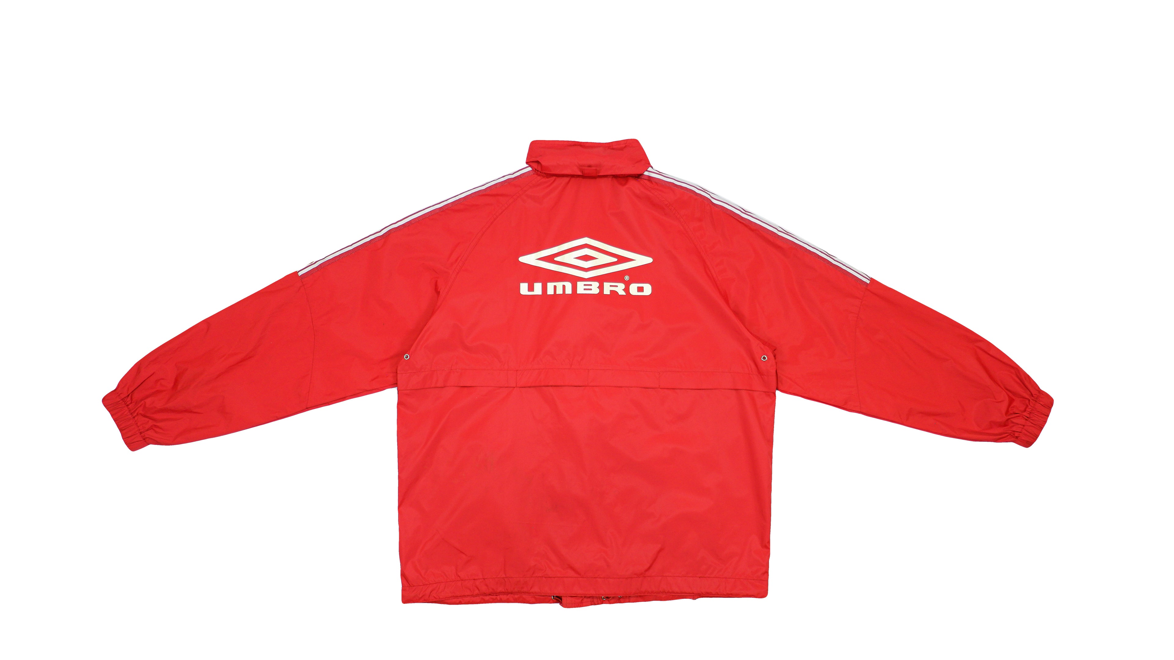 Umbro - Red Big Logo Hooded Windbreaker 1990s X-Large