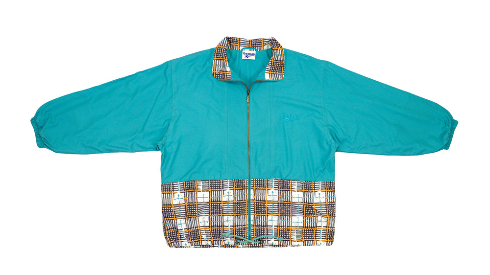 Reebok - Green with Pattern Zip Up Jacket 1990s Large Vintage Retro