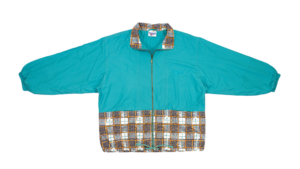 Reebok - Green with Pattern Zip Up Jacket 1990s Large Vintage Retro