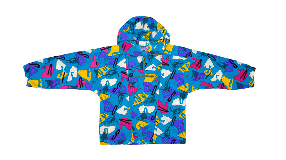 Vintage - Blue Patterned 1/4 Zip Ski Jacket 1990s Large Vintage Retro