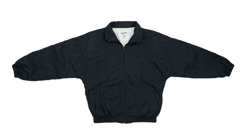 Reebok -Black Bomber Jacket Windbreaker 1990s Medium Vintage Retro