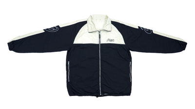 Asics - Black & White Big Logo Windbreaker 1990s Large