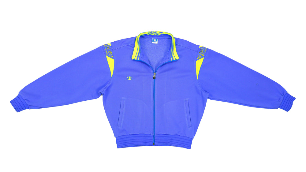 Champion - Blue Bomber Track Jacket 1990s Medium Vintage Retro