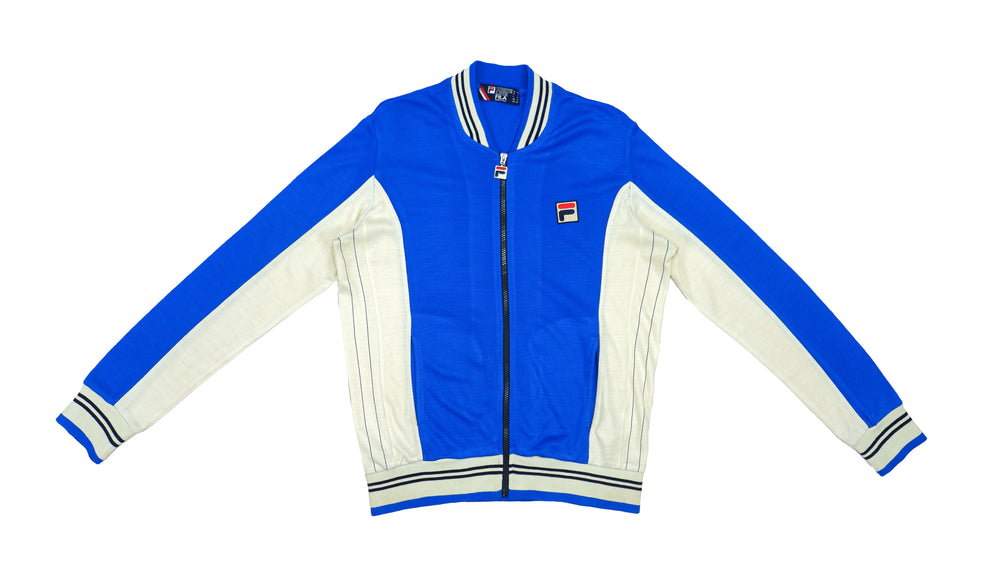 FILA - Blue with White Track Jacket 1990s Medium Vintage Retro