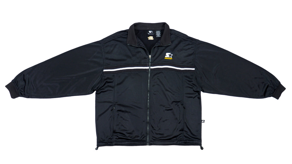Starter - Black Zip Up Track Jacket 1990s Large Vintage Retro