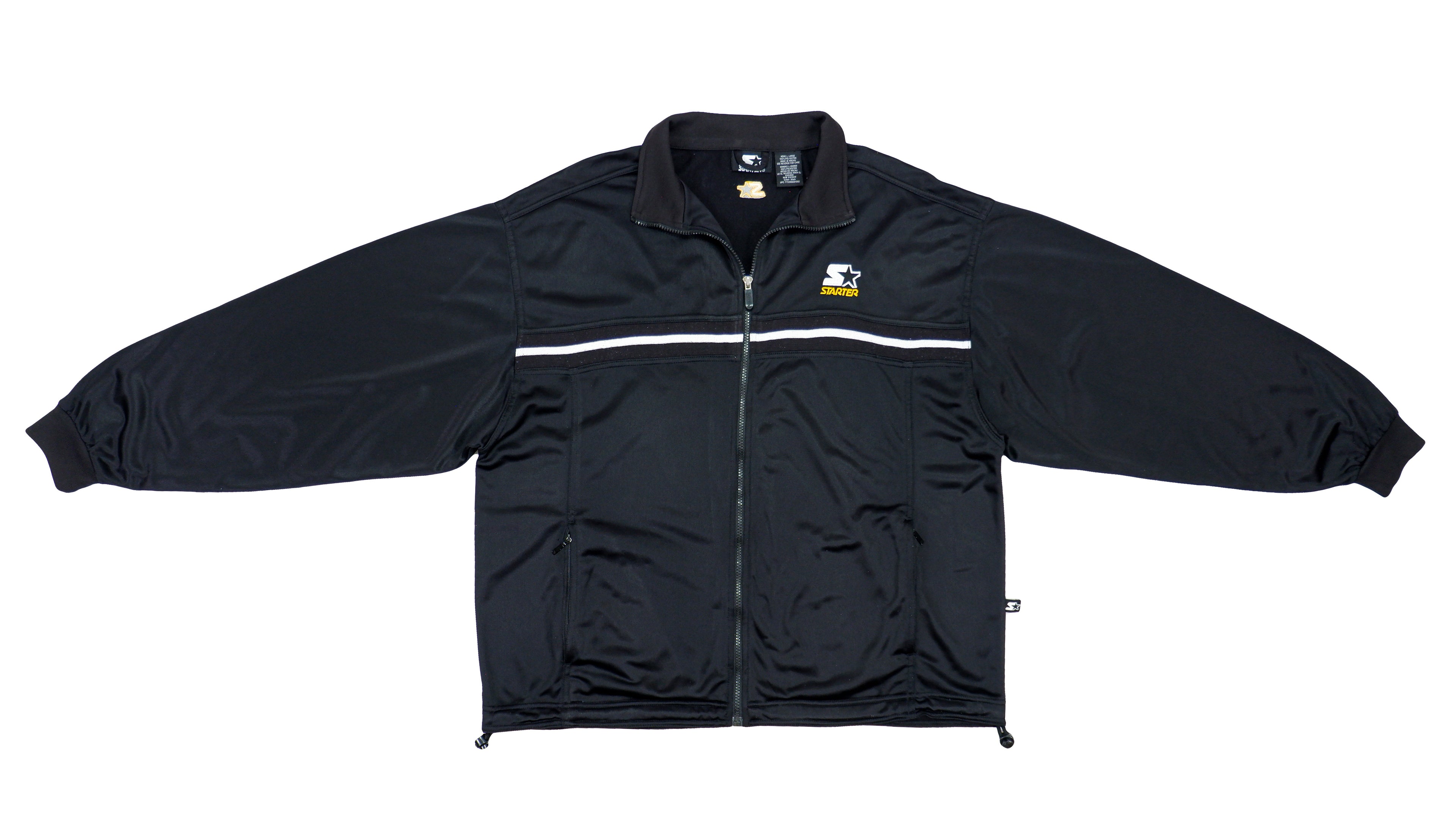 Starter - Black Zip Up Track Jacket 1990s Large Vintage Retro