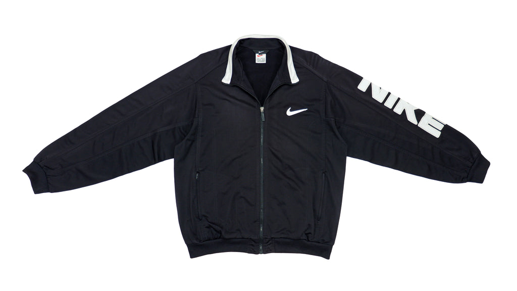 Nike - Black Big Spell-out Track Jacket 1990s Large Vintage Retro