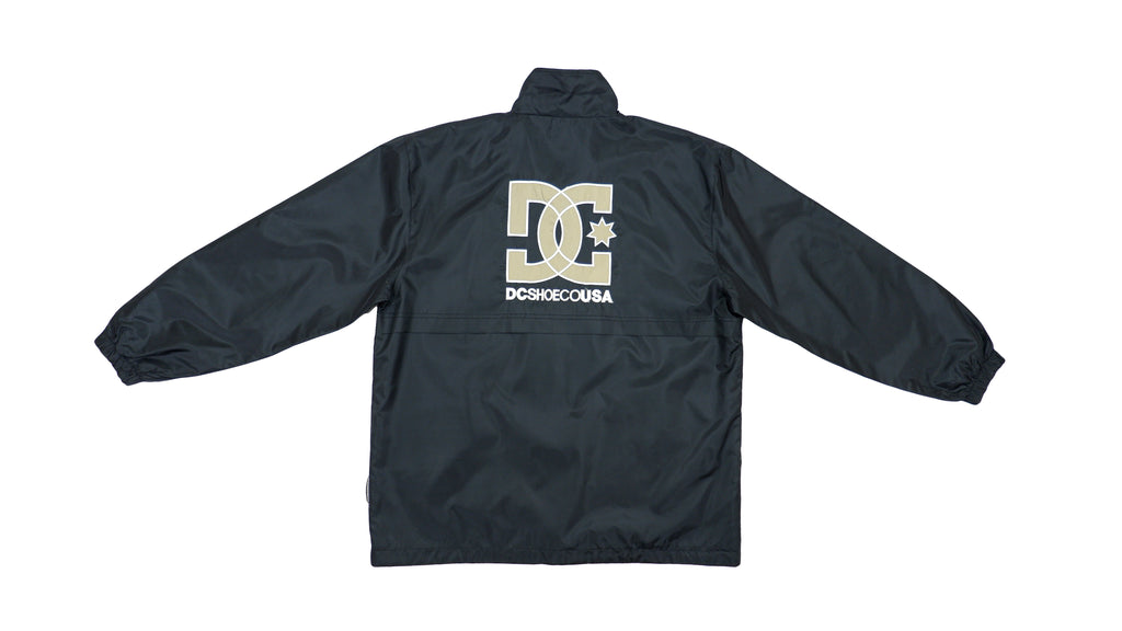 DC Shoes - Black / Brown Reversible Big Logo Windbreaker Large Vintage Retro