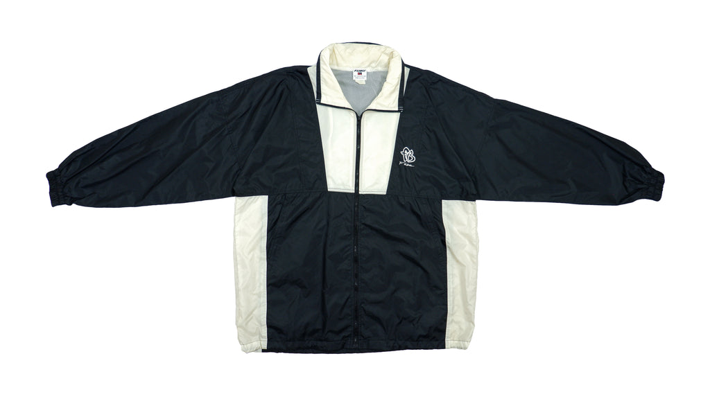 FUBU - Black & White Big Logo Jacket 1990s X-Large Vintage Retro