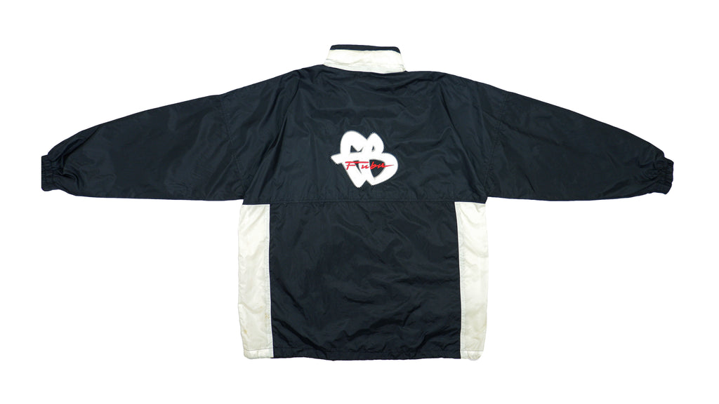 FUBU - Black & White Big Logo Jacket 1990s X-Large Vintage Retro
