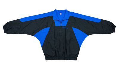 Umbro - Blue and Black 1/4 Zip Colorblock Windbreaker 1990s X-Large