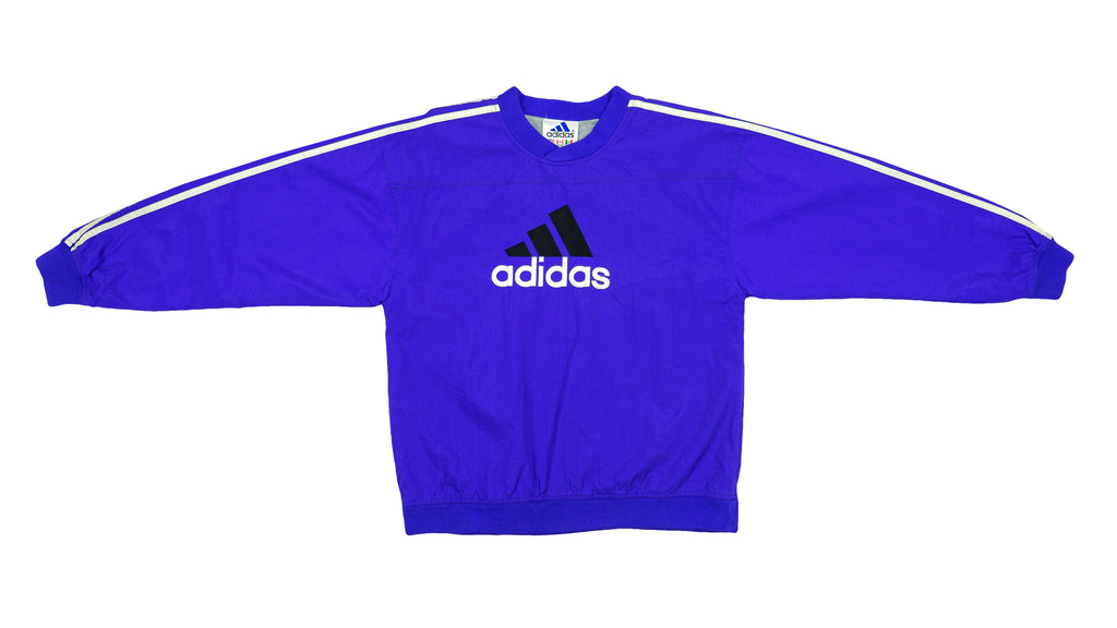 Adidas - Blue Big Logo Pullover Windbreaker 1990s Small Vintage Retro
