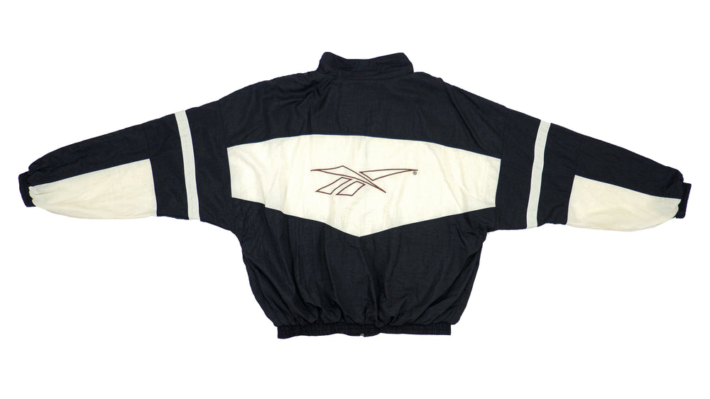 Reebok - Black & White Big Logo Windbreaker 1990s Large Vintage Retro