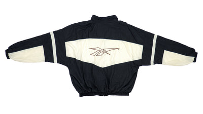 Reebok - Black & White Big Logo Windbreaker 1990s Large