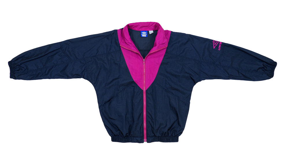 Umbro - Black with Purple Windbreaker 1990s Medium Vintage Retro