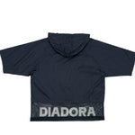 Diadora - Black Spell-Out Hooded T-Shirt 1990s Large Vintage Retro
