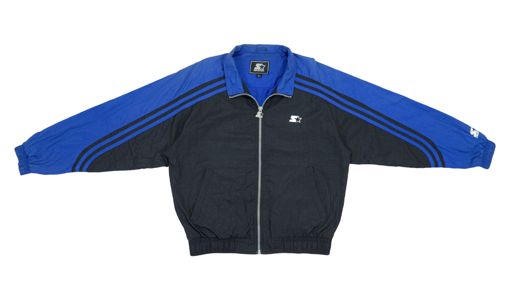 Starter - Black with Blue Zip Up Jacket 1990s Large Vintage Retro