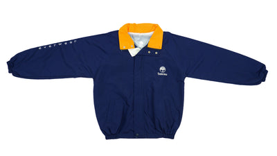 Timberland - Timber Jean Blue with Orange Spell-Out Windbreaker 1990s Large