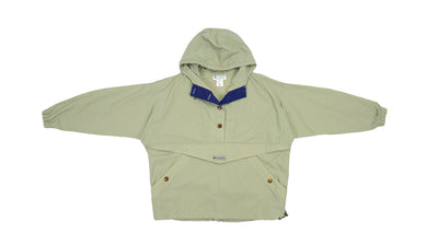 Columbia - Grey 1/4 Button Hooded Windbreaker 1990s Large