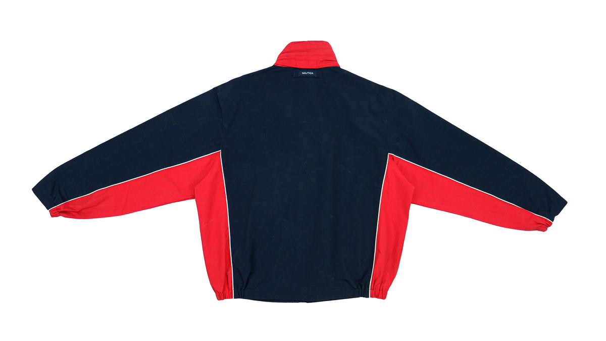 Nautica - Black with Red Spell-Out Jacket 1990s Large Vintage Retro