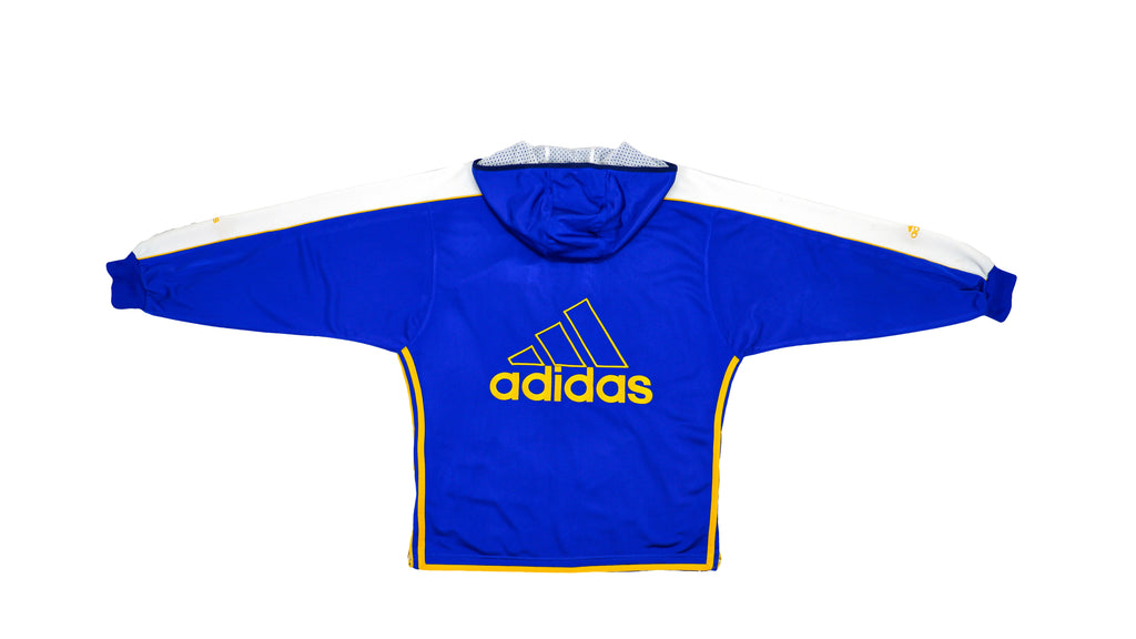 Adidas -  Blue & White Giant Logo Track Jacket 1990s Medium Vintage Retro