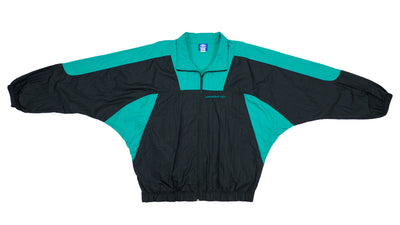 Umbro - Black with Green Colorblock Windbreaker 1990s X-Large