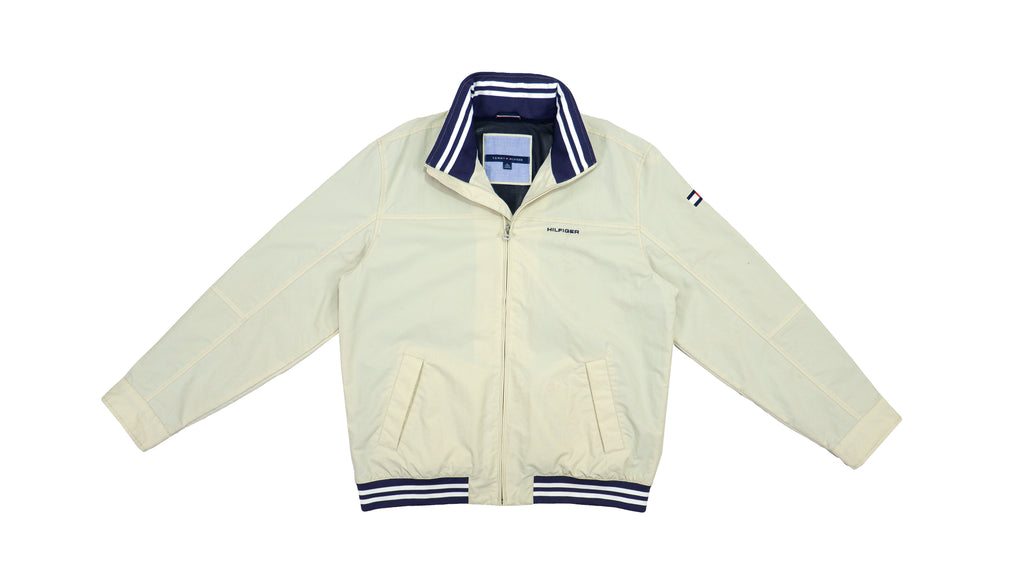 Tommy Hilfiger - Beige Harrington Spell-Out Jacket Large Vintage Retro