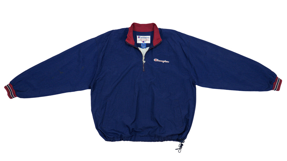 Champion - Blue 1/4 Zip Pullover 1990s X-Large Vintage Retro