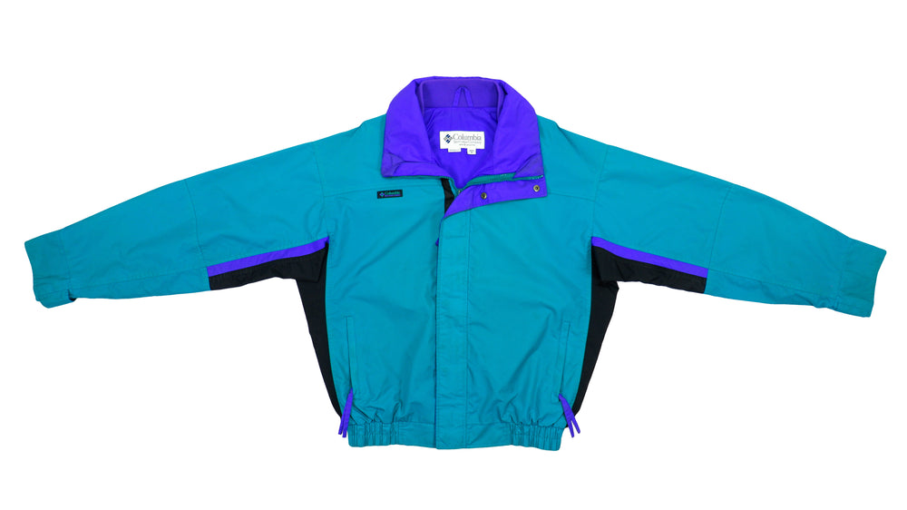 Columbia - Blue with Black Windbreaker 1990s Large Vintage Retro