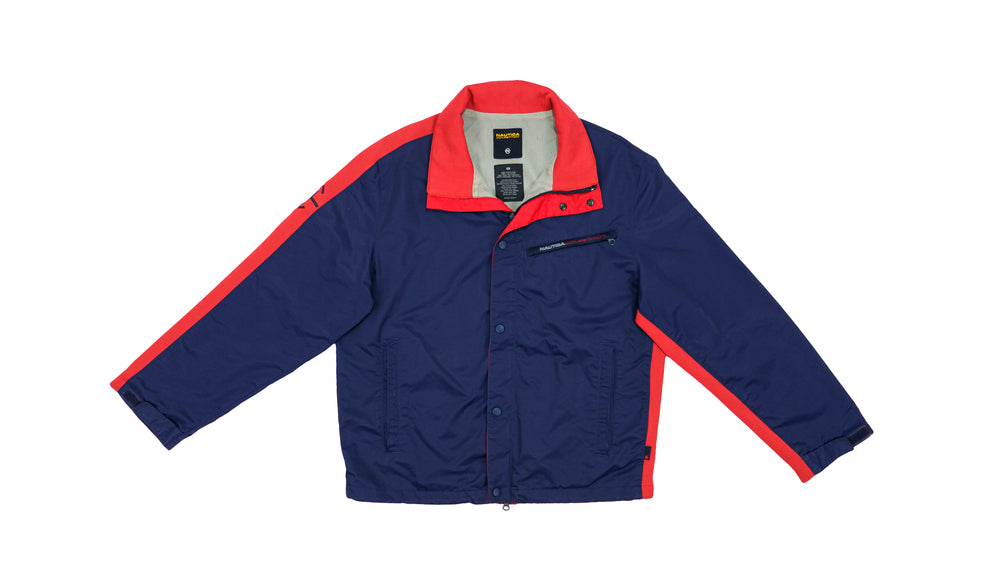 Nautica - Blue with Red Competition Windbreaker 1990s Medium Vintage Retro