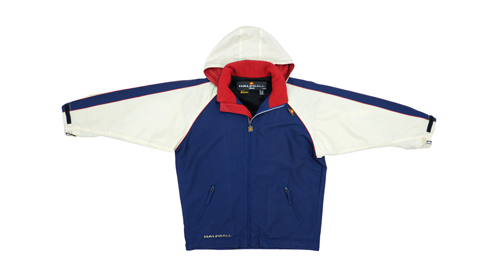 Ellesse - Blue with White Hooded Jacket 1990s Large Vintage Retro