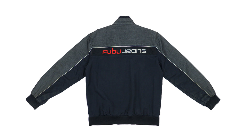 FUBU - Black Big Spell-Out Jacket 1990s Medium Vintage Retro