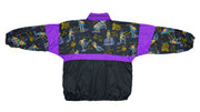 Vintage - Black & Purple Baseball Patterned Jacket 1990s Large