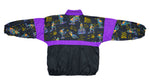 Vintage - Black & Purple Baseball Patterned Jacket 1990s Large