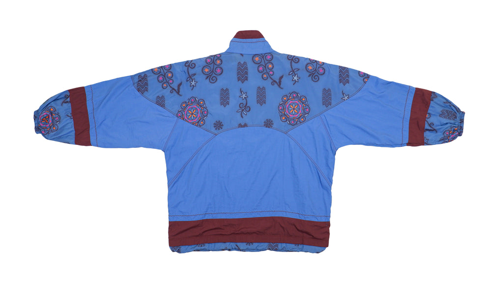 Vintage (Canyon) - Blue Patterned 1/4 Zip Windbreaker 1990s Large Vintage Retro