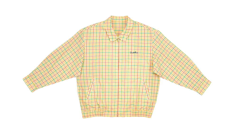 Vintage (Arnold Palmer) - Yellow & Orange Checkered Bomber Jacket 1990s Large Vintage Retro