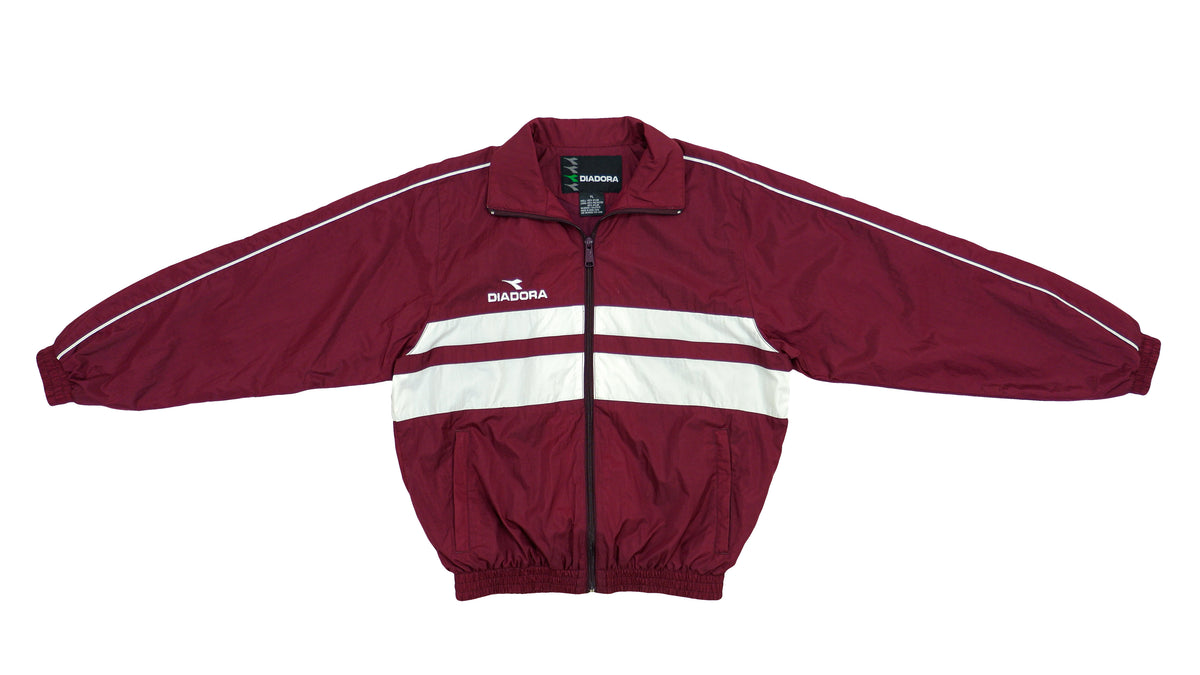 Diadora - Red with White Windbreaker 1990s Medium Vintage Retro