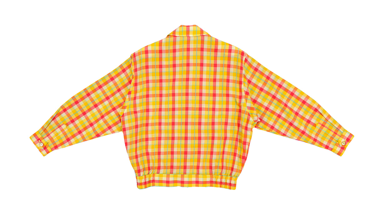 Vintage (Arnold Palmer) - Orange Checkered Bomber Jacket 1990s Medium Vintage Retro