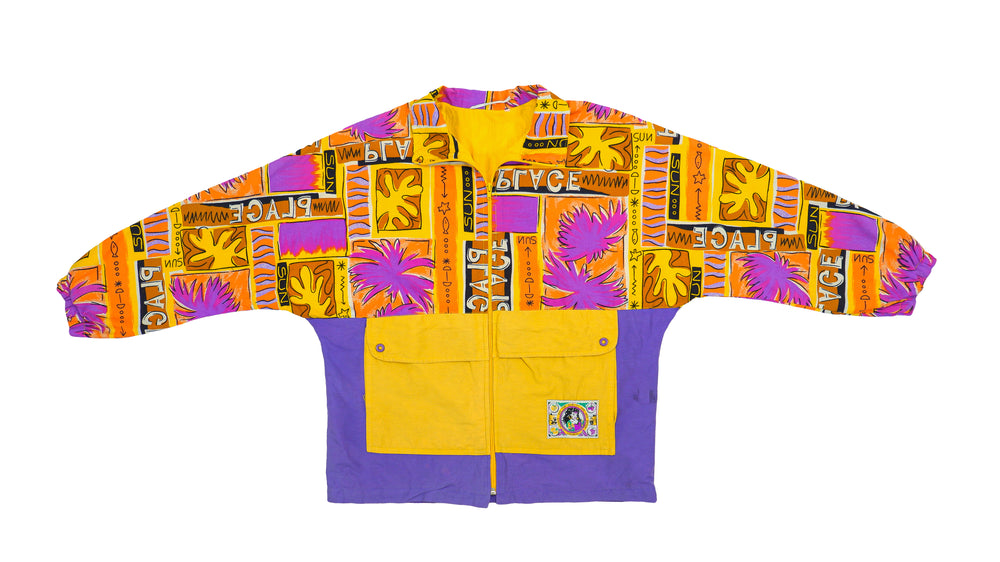 Vintage - Purple & Yellow Patterned Zip Up Windbreaker 1990s Medium Vintage Retro