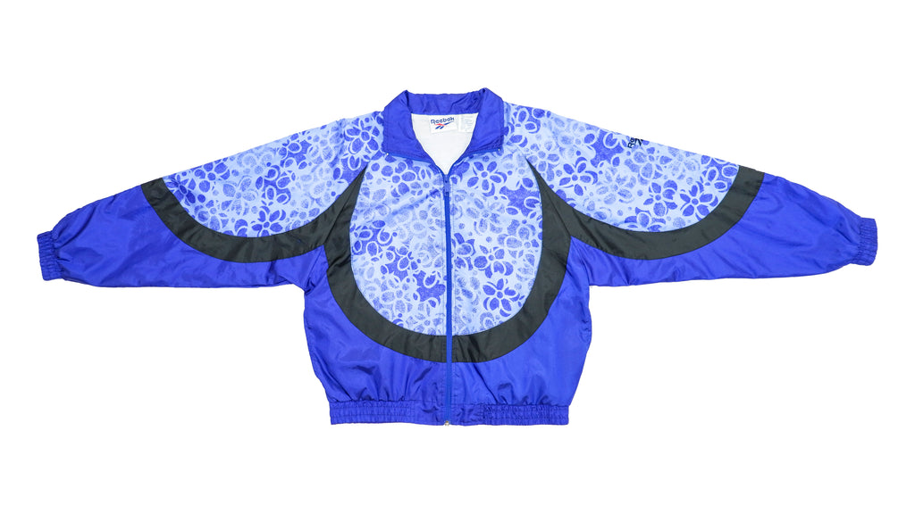 Reebok - Blue Patterned Windbreaker 1980s Medium