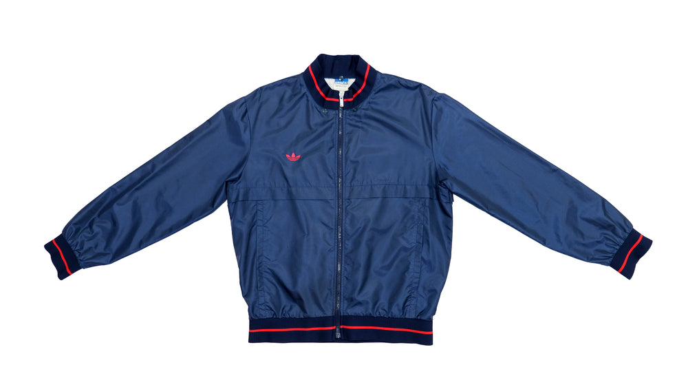 Adidas - Blue Zip Up Windbreaker 1990s Medium Vintage Retro